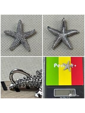 Vintage Sterling Silver Textured Starfish Pendant !!